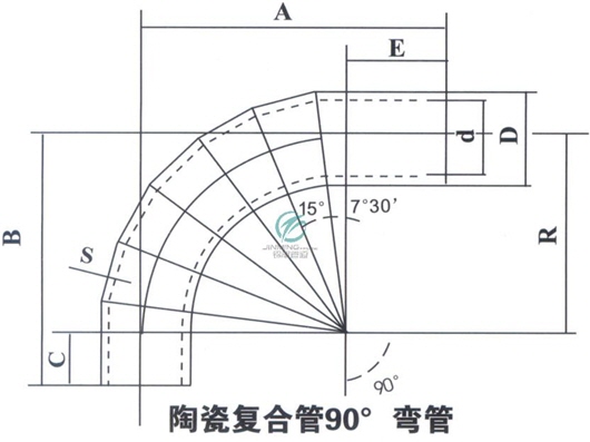 陶瓷复合管90度弯管平面图